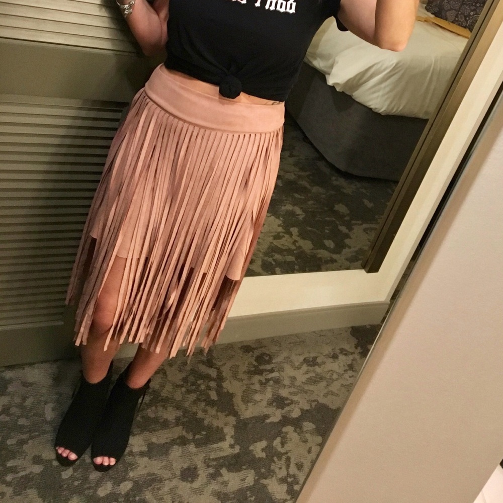 Peyton Bre Suede Fringe Skirt